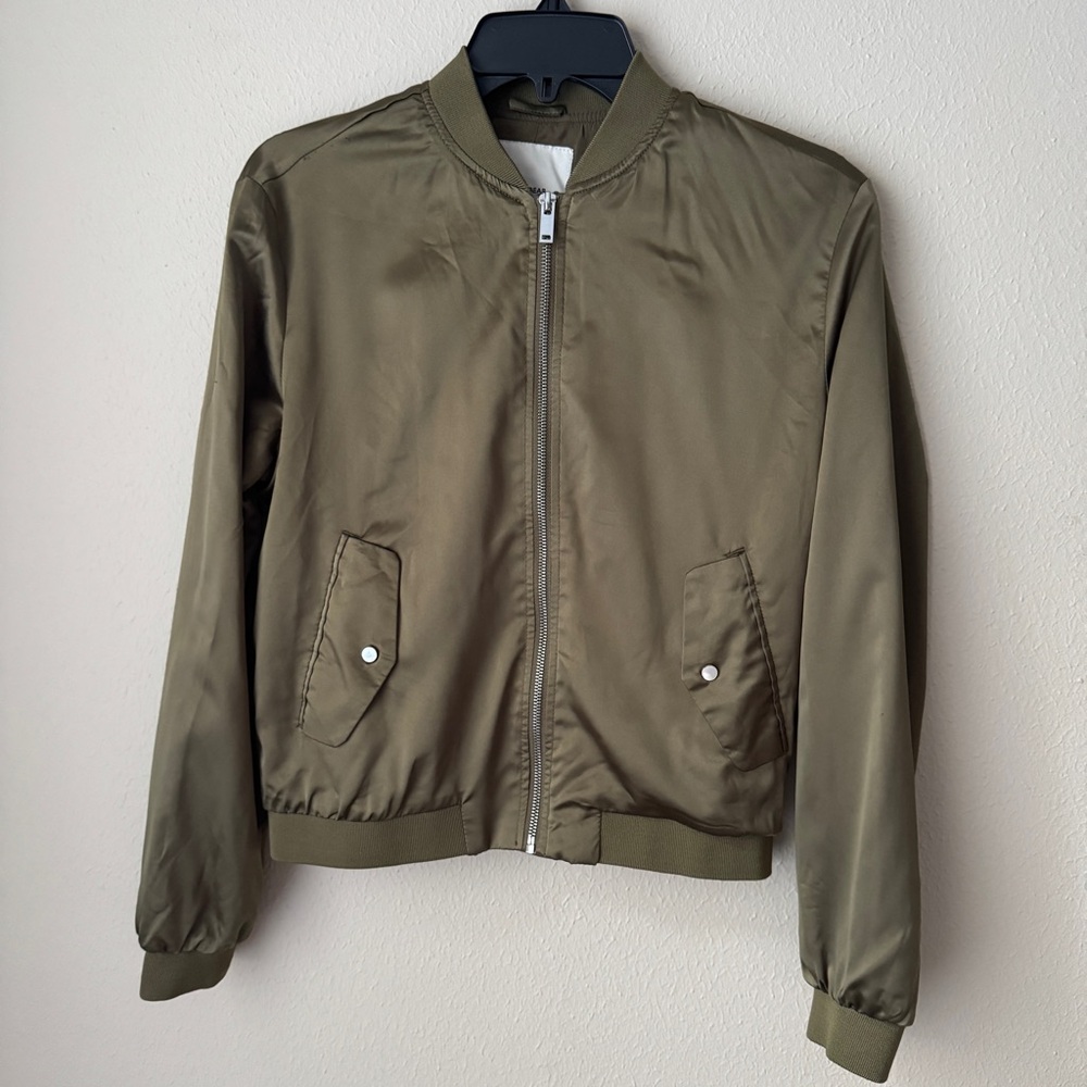 Pull&Bear Olive Green Bomber Jacket